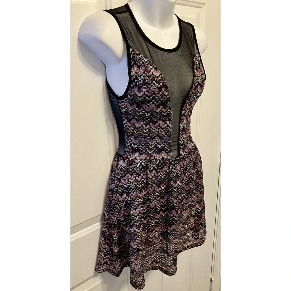 Women's For Love And Lemons Skater Mini Dress Sz XS Black Coquette Sheer Sexy - Picture 3 of 6